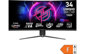 Slika izdelka: Zaslon MSI MPG 346CQRF X24 34" / UWQHD / 240Hz / 0,5ms / ukrivljen / HDR400 / USB-C 98W / nastavljiv po višini / črn